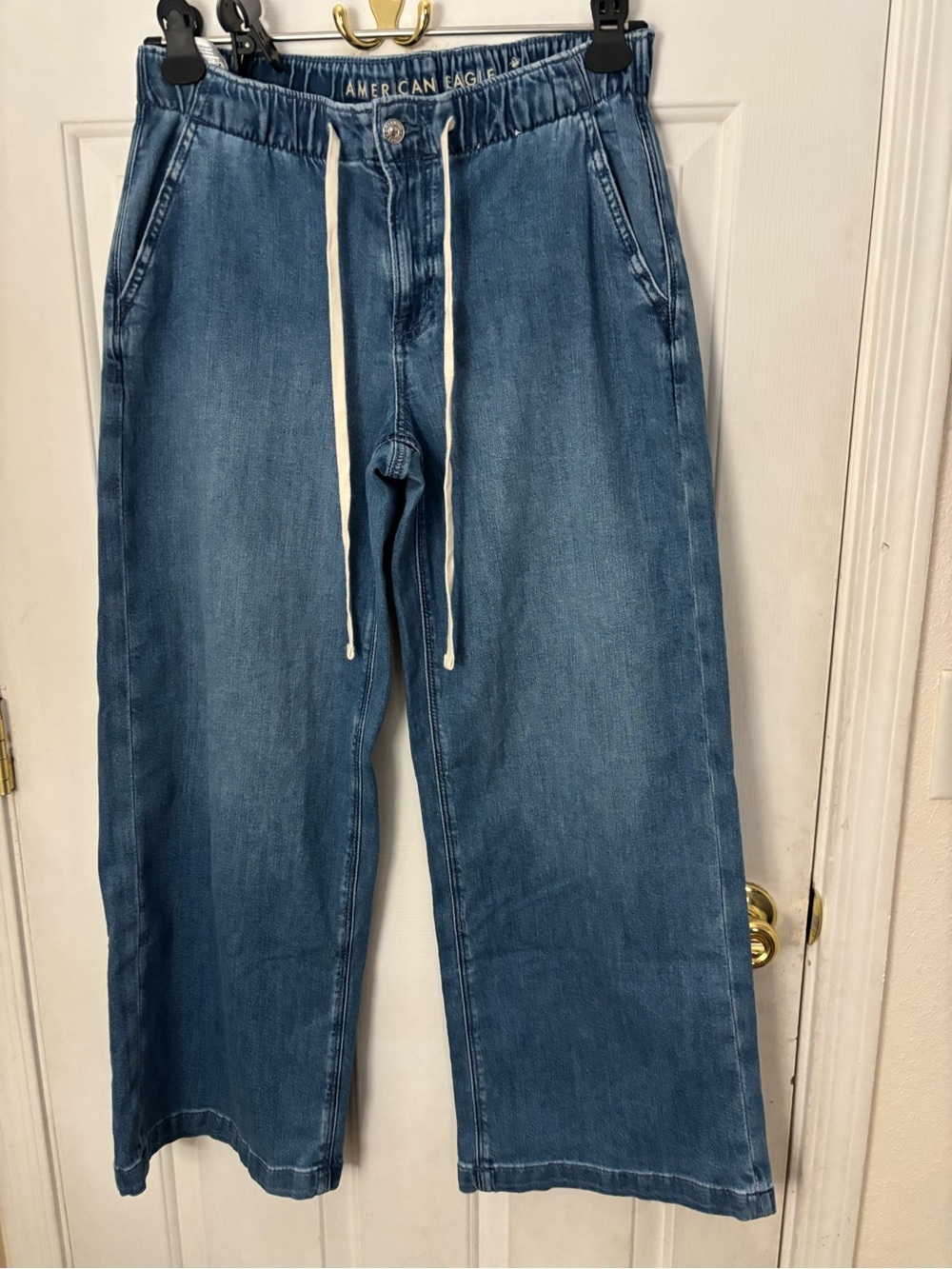 American Eagle Outfitters Blue Wide Leg Drawstring Jeans NWOT